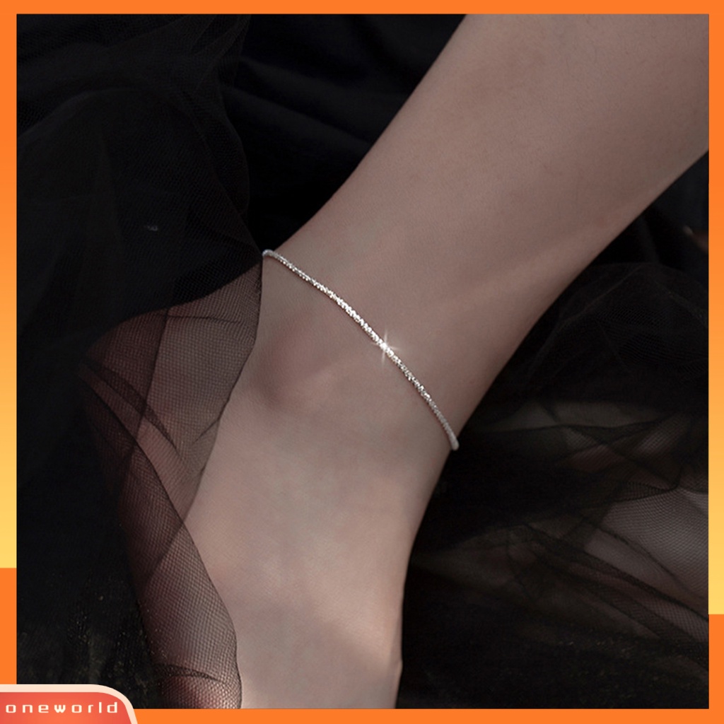 [WOD] 1pc Gelang Kaki Berkilau Dipanjangkan Rantai Anti Karat Dapat Disesuaikan Indah Hias Tipis Minimalis Shiny Chain Anklet Wanita Perhiasan