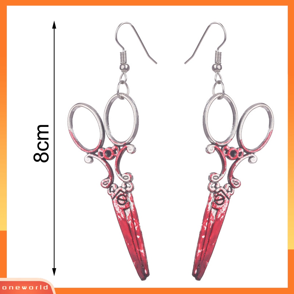 [WOD] 1pasang Anting Menjuntai Horrible Blood Scissors Jewelry Bloodstained Sword Kampak Gergaji Kait Anting Untuk Halloween