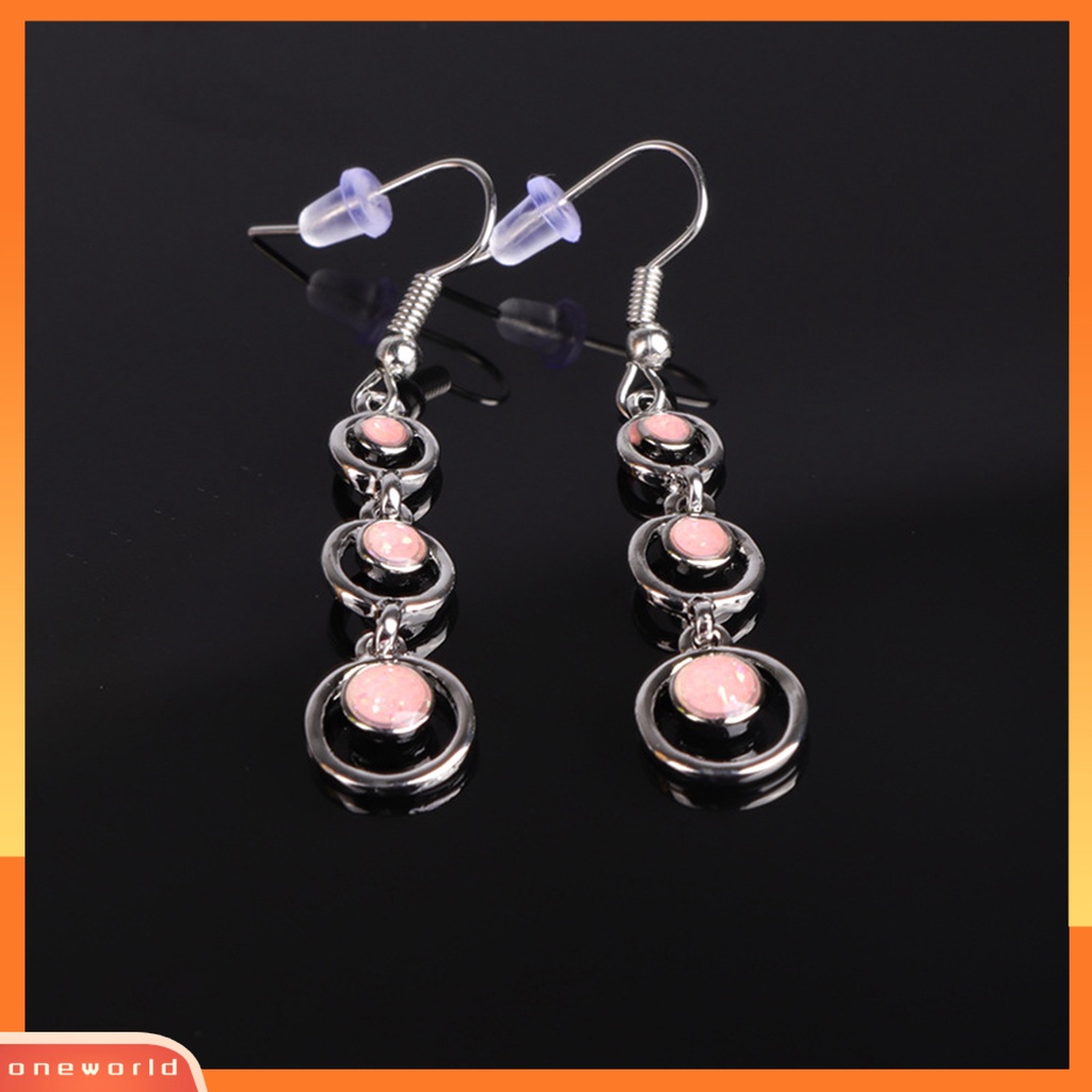 [WOD] 1pasang Anting Wanita Panjang Simetris Bulat Hoop Eye-catching Menjuntai Earrings Untuk Prom