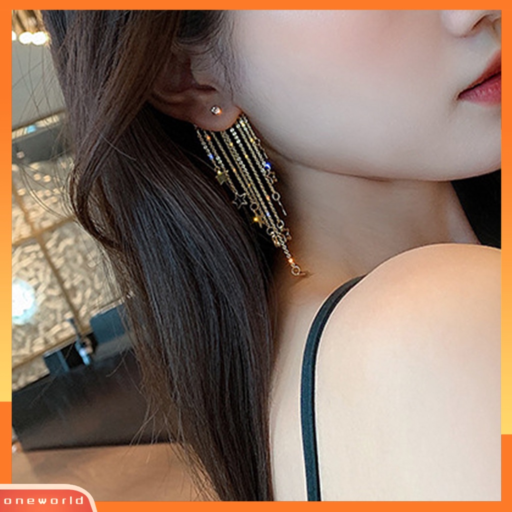 [WOD] 1pasang Anting Tusuk Telinga Berlebihan Hias Geometris Bintang Berujung Lima Drop Earrings Untuk Kehidupan Sehari-Hari