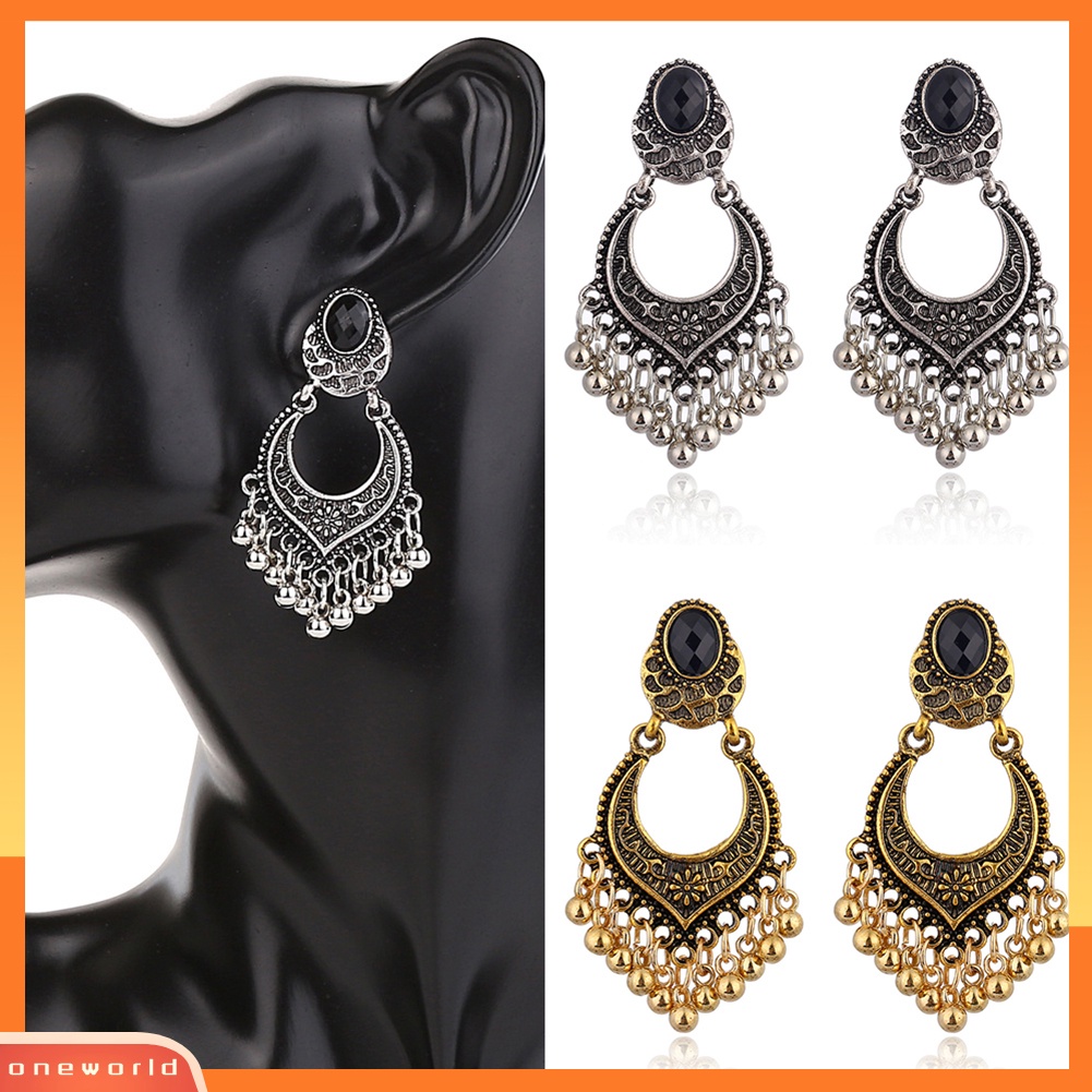 [WOD] Retro Berongga Ukiran Rumbai Drop Menjuntai Pesona Anting Wanita Pesta Perhiasan Hadiah
