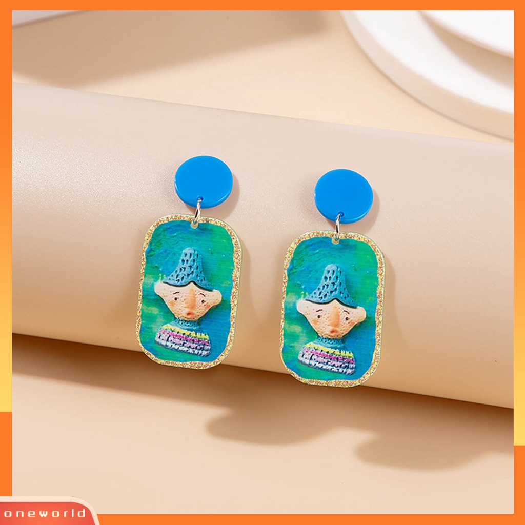 [WOD] 1pasang Anting Wanita Bagus Gloss Warna-Warni Fashion Perhiasan Bunga Bintang Kartun Geometris Anting Akrilik Hadiah Ulang Tahun