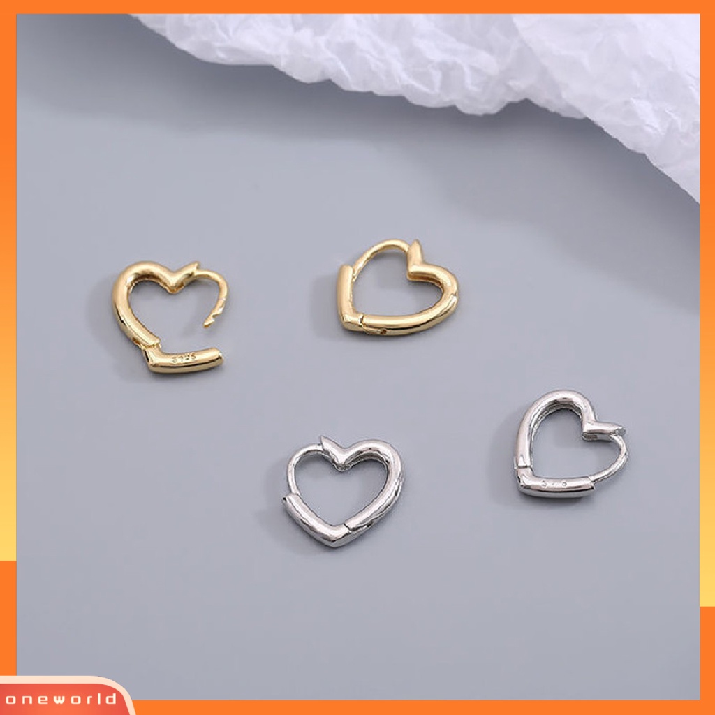 [WOD] Anting Bentuk Hati Dekorasi Full Luster Warna Silver Anting Tusuk Kecil Simple Untuk Pesta