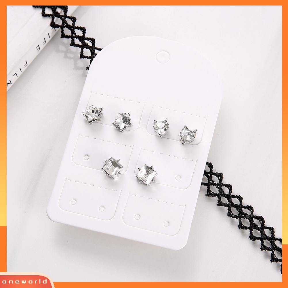 [WOD] 3pasang Lucu Bintang Persegi Peach Jantung Telinga Studs Set Gadis Belanja Perjalanan Anting-Anting