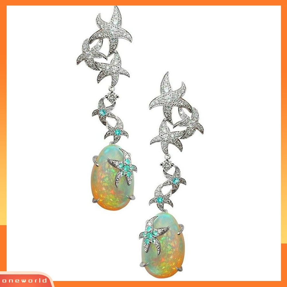 [WOD] Wanita Fashion Bintang Laut Imitasi Opal Drop Menjuntai Stud Earrings Hadiah Perhiasan Pernikahan