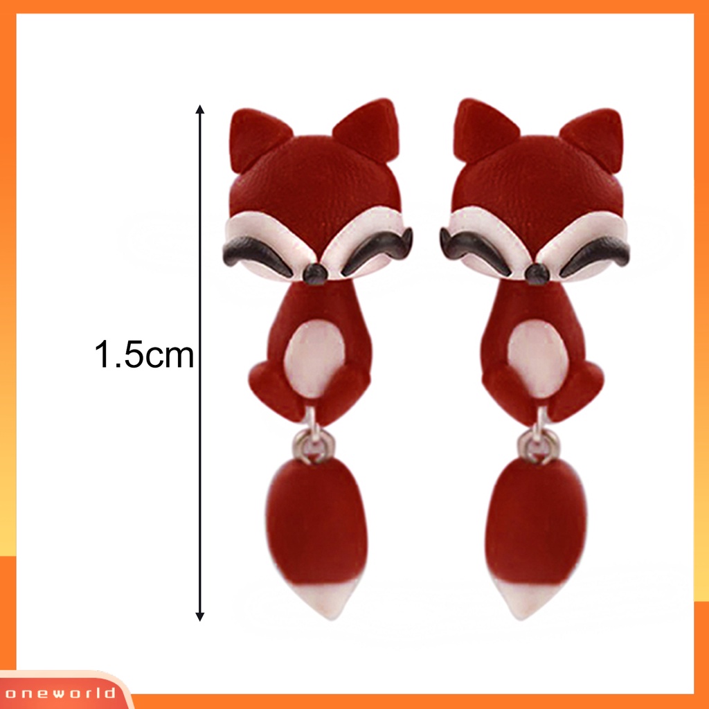 [WOD] Anting Tusuk Bentuk Kartun Hewan Polymer Clay Handmade Ear Studs Untuk Pesta