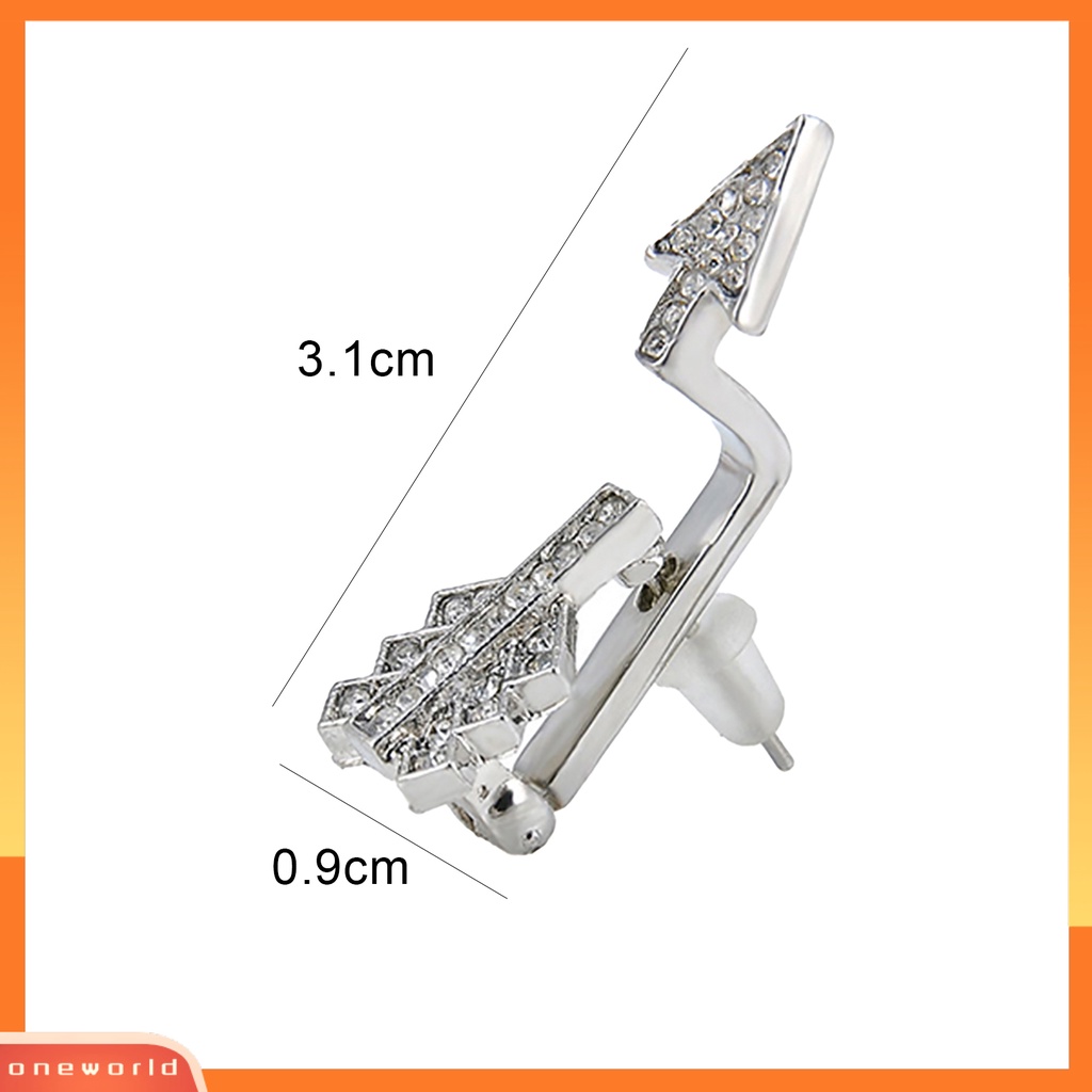 [WOD] 1pc Ear Stud Bentuk Busur Panah Gaya Alloy Berlian Imitasi Wanita Ear Stud Untuk Cocktail