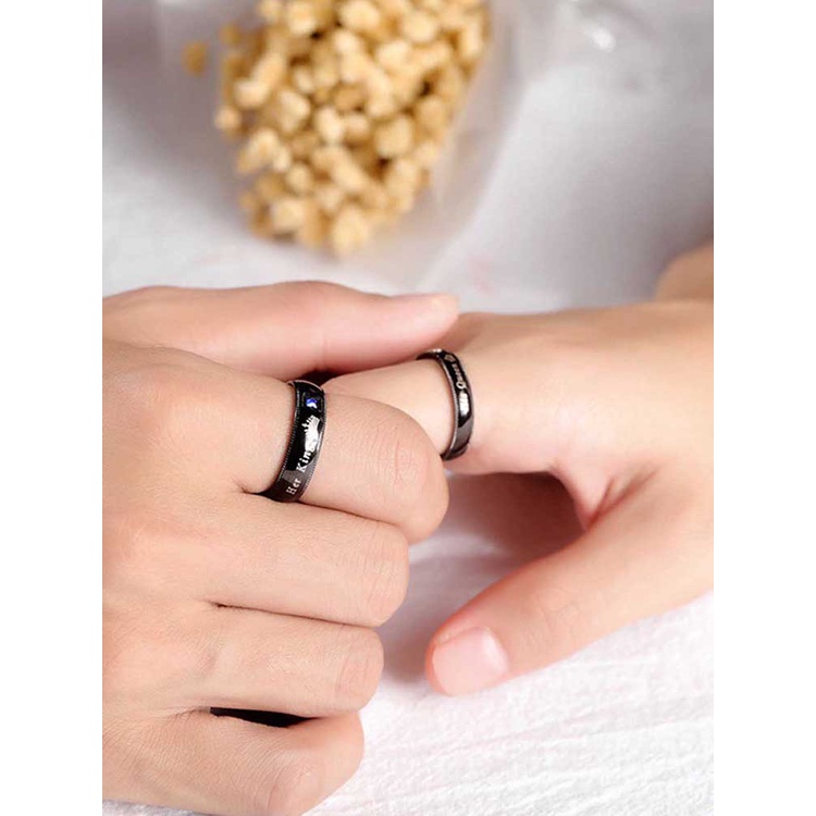 Fashion Couple Rings Her King His Queen Statement Rings Fashion Zirkon Mahkota Cincin Romantis Anniversary Pernikahan Band Ring