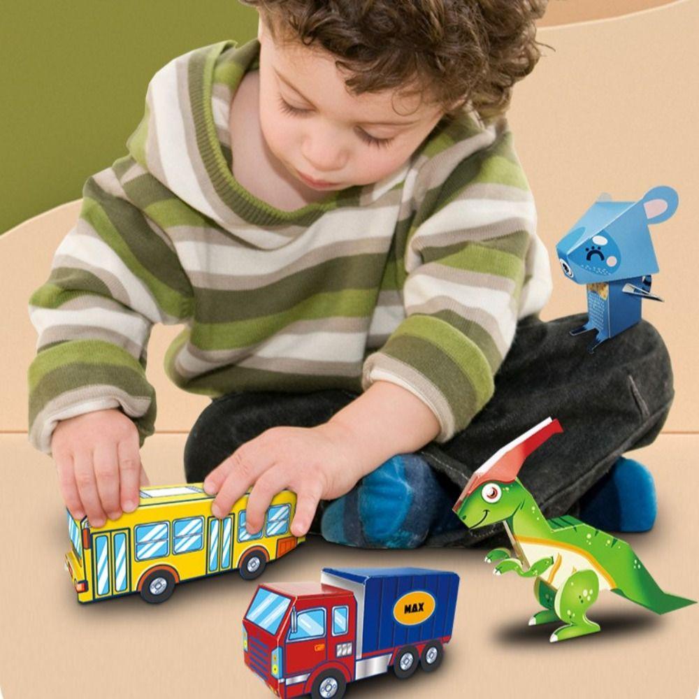 NEEDWAY Needway Origami Paper Book Game Keluarga Dinosaurus Kerajinan Mobil Untuk Anak Perempuan Aircarft Mainan Lipat DIY