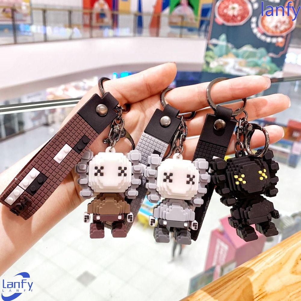 Lanfy Beruang Keras Gantungan Kunci Kartun Hadiah Liontin Ornamen Pernak Pernik Dekorasi Blok Bangunan Keyring