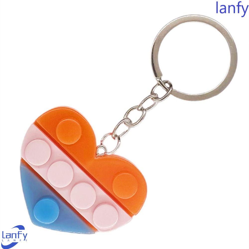 Lanfy Cinta Hati Bata Gantungan Kunci Wanita Pria Indah Liontin Aksesoris Fashion Perhiasan Ornamen Key Chain