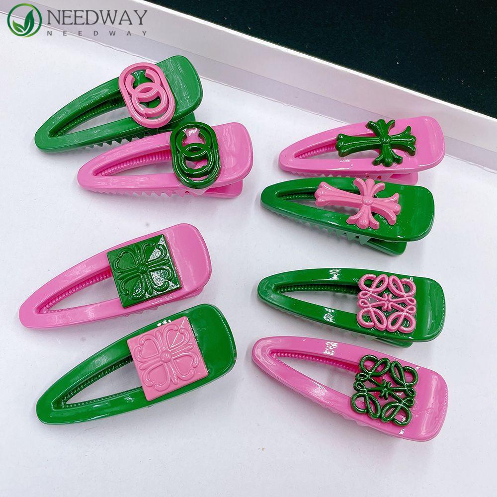 Needway Multicolour Silang Jepit Rambut Elegan Geometris Sederhana Poni Klip Hiasan Kepala Perempuan Hiasan Kepala Gadis Klip Samping Wanita Hair Clips