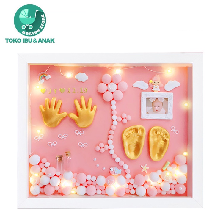 Bostonstore Cetakan Kaki / Cetakan Kaki Tangan Bayi / Cetakan Kaki / Cetakan Kaki dan Tangan Bayi / Baby Foot Print Hadiah Ulang Tahun Kenangan Bayi / Cetakan Kaki dan Tangan Bayi + Frame Classic / Set Cetakan Baby Foot Print Bingkai Foto Kaki Tangan Bayi