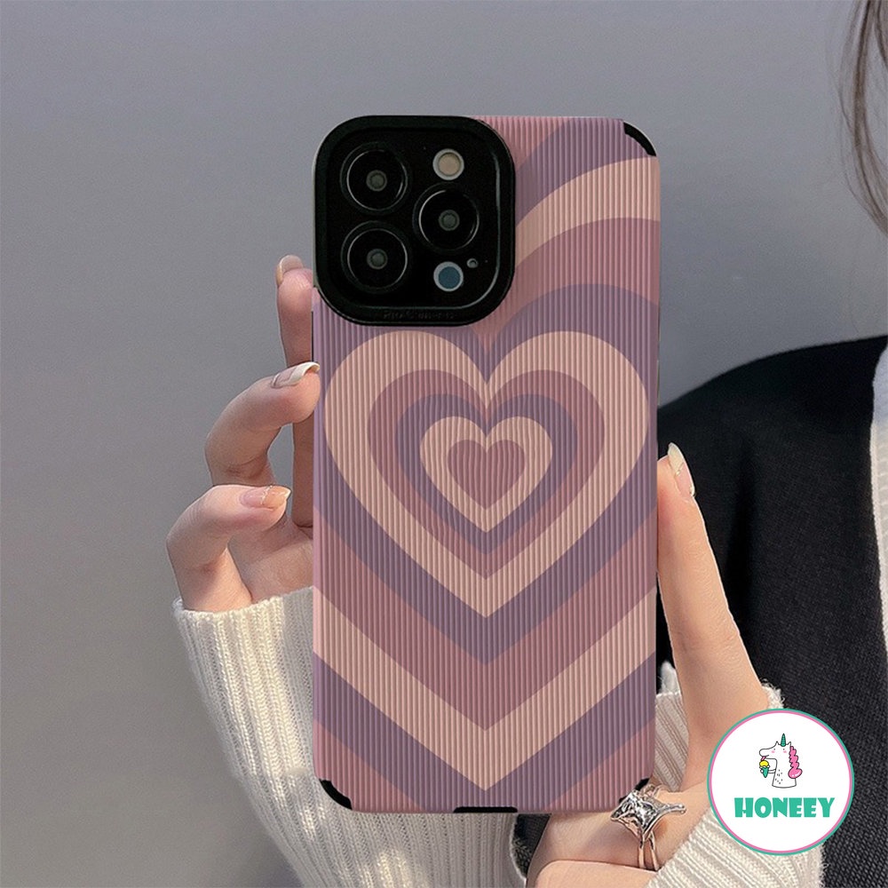 Casing Ponsel Cinta Gradasi Ungu Fashion Untuk iPhone 14 Pro Max13 12 11 Pro Max XR X XS Max 7 8Plus Garis Warna-Warni Penutup Belakang