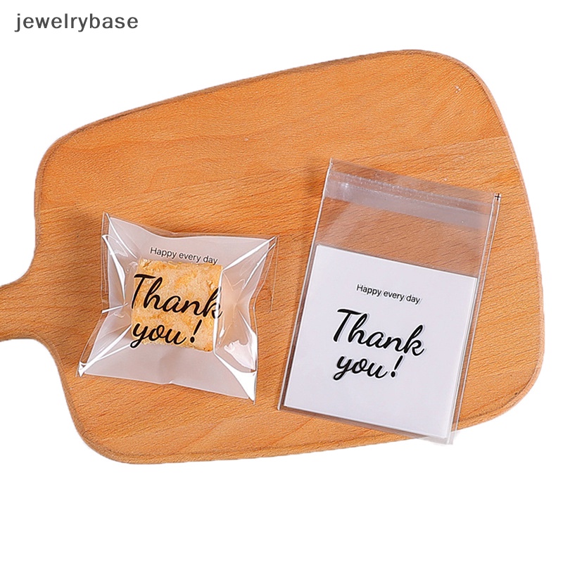 [jewelrybase] 100pcs /Pack Terima Kasih Kantong Bening Perekat Diri Permen Kue Bakery Pastry Bags Butik