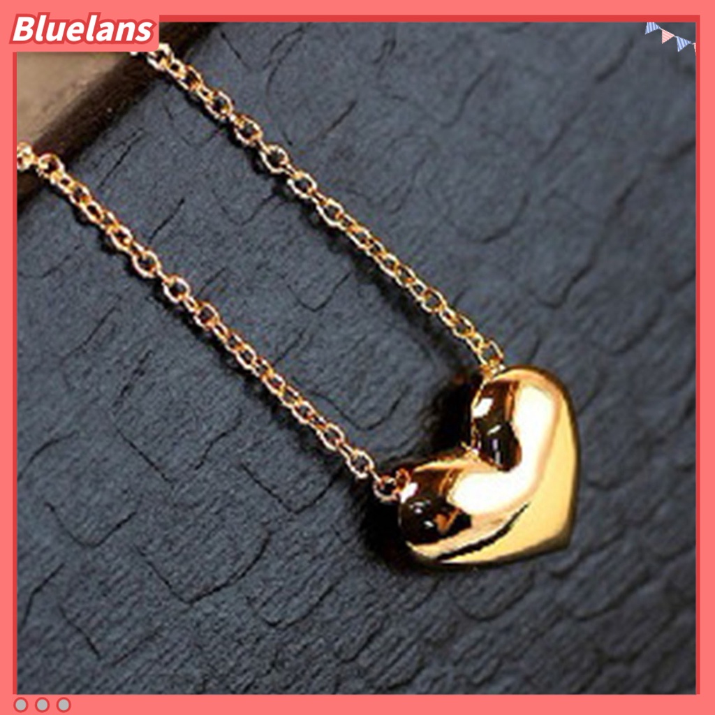 [BLS] Kalung Wanita Warna Solid Stainless Elegan Bentuk Hati Rantai Leher Hadiah Ulang Tahun
