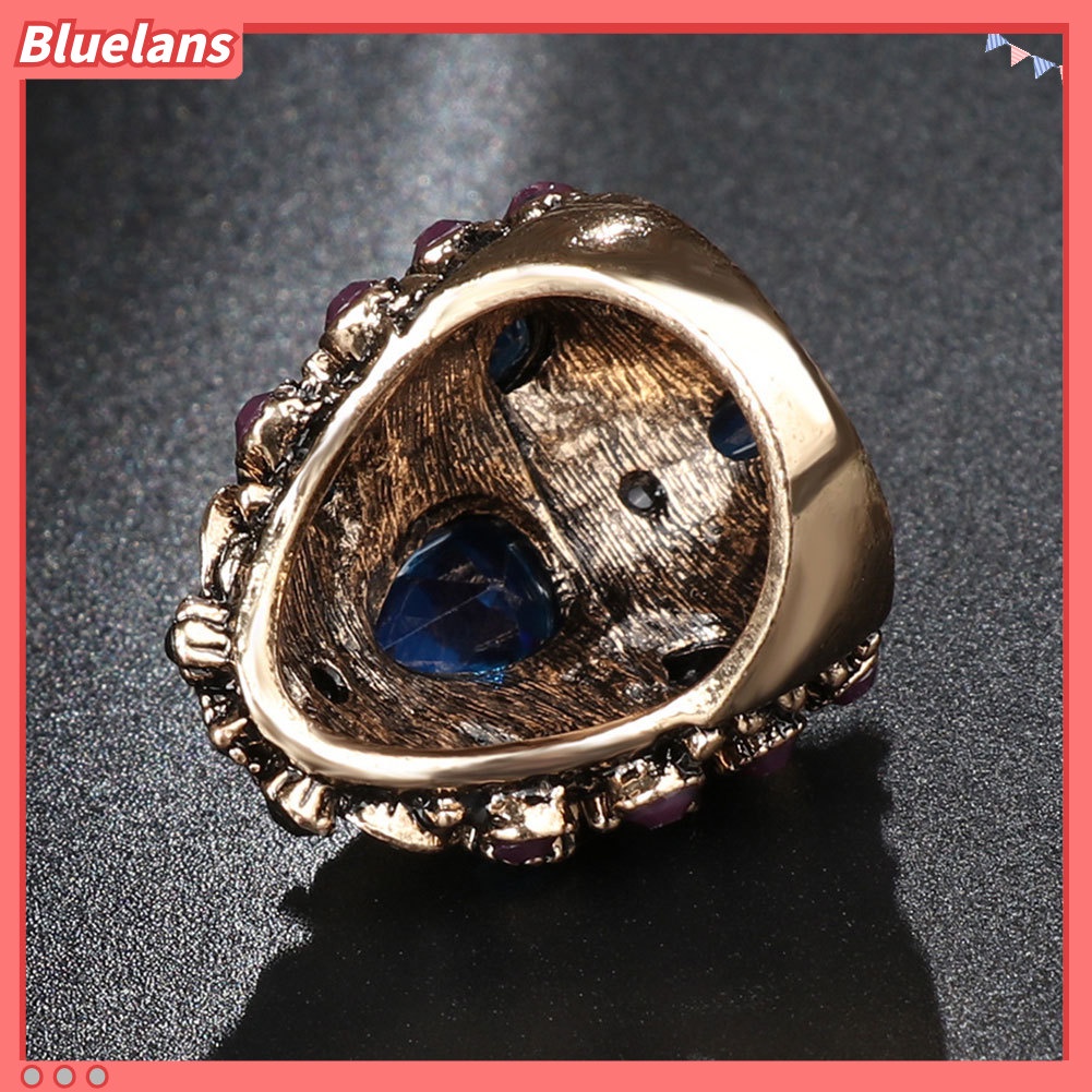 [BLS] Fashion Berlian Imitasi Mengkilap Punk Wanita Jari Cincin Pernyataan Perhiasan Hadiah Pesta