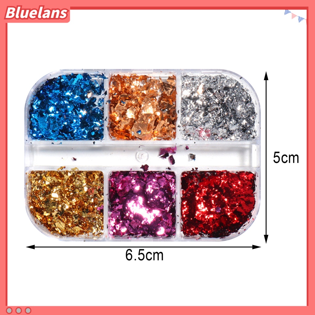 [BLM] 6kisi /Box Manicure Foil Decal Kreatif Menggemaskan Tekstur Mengkilap Hiasan Kuku Stiker Partikel Foil Untuk Penggunaan Pribadi