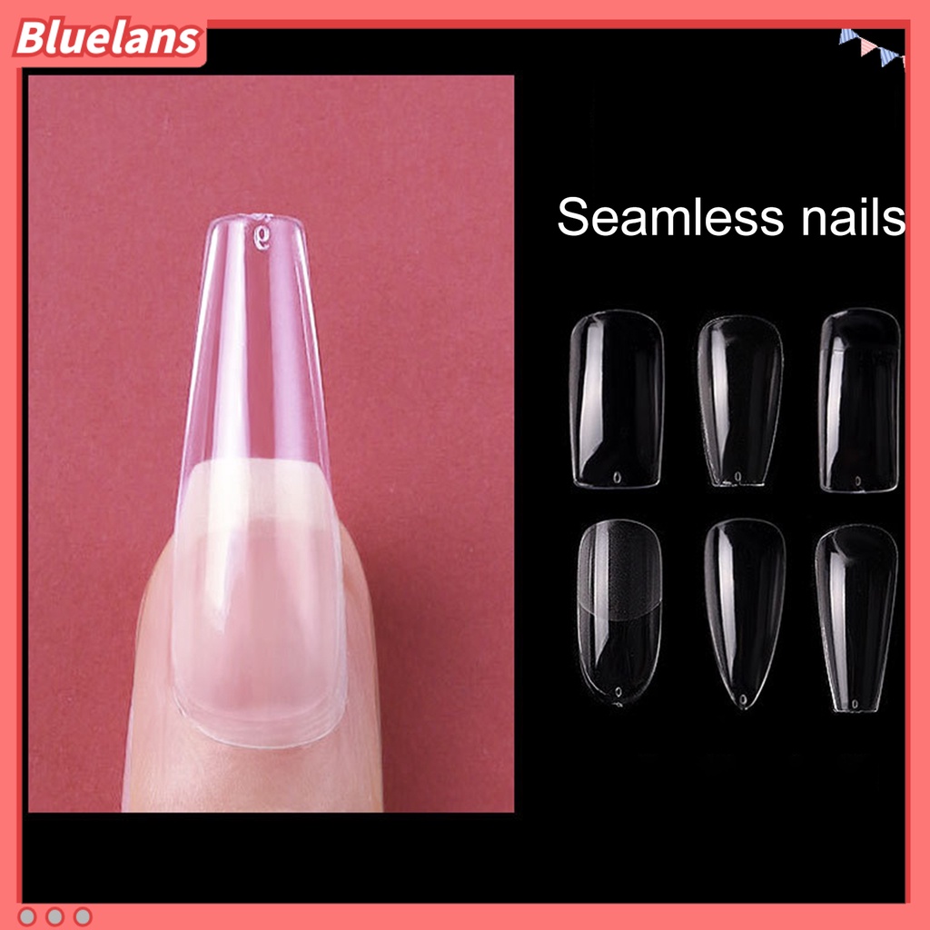 [BLM] 100pcs /Box Kuku Palsu Seamless Reusable Transparan Penutup Kuku Palsu Fashion Untuk Perempuan