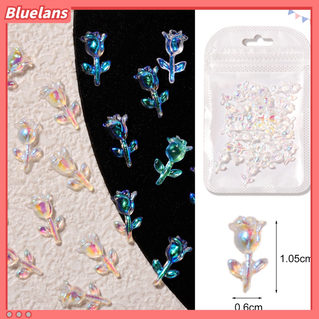 [BLM] 30pcs /Set Ornamen Bunga Kuku Gaya Mawar Efek 3D Penembus Es Resin Lucu Aurora Floral Art Dekorasi Untuk Manicure