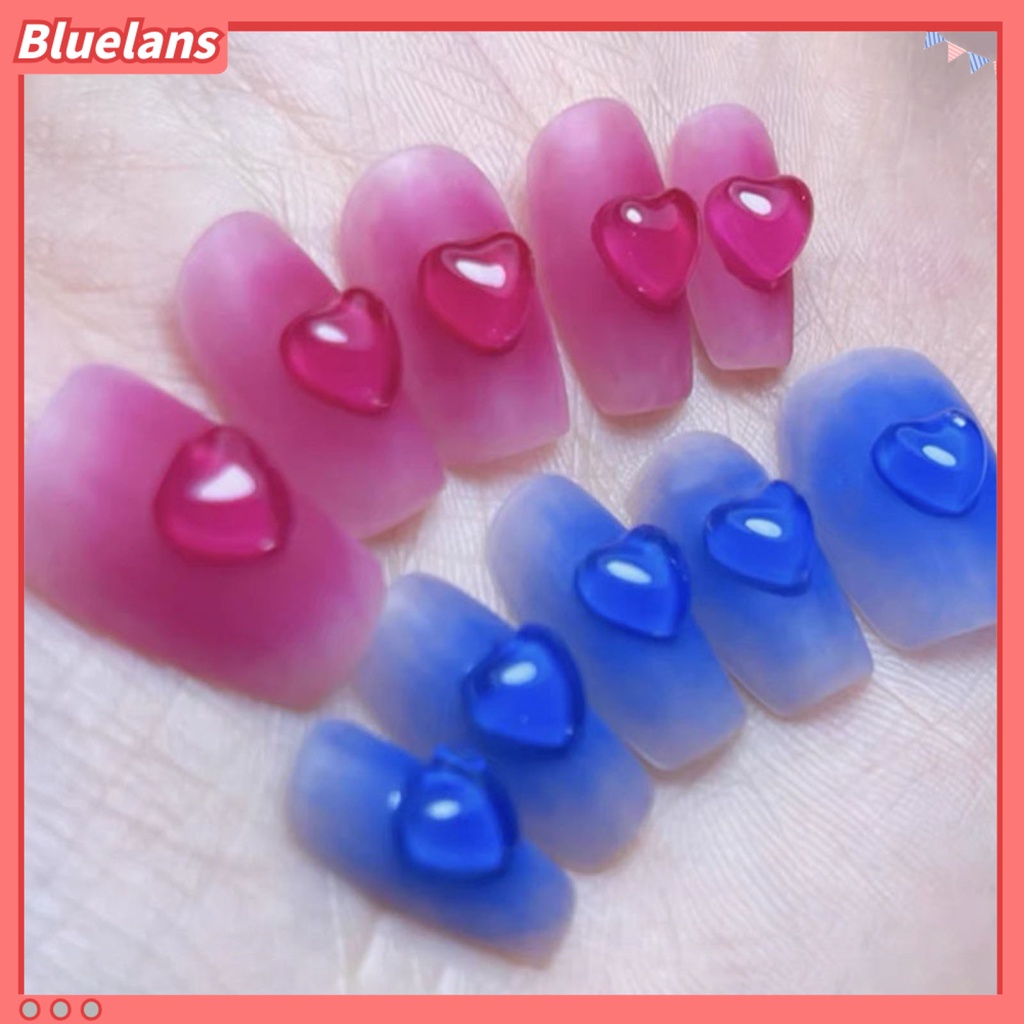 [BLM] 100pcs /Bag Aksesoris Kuku Fleksibel Pengerjaan Halus Resin 3D Bentuk Hati DIY Nail Art Charm Untuk Rumah