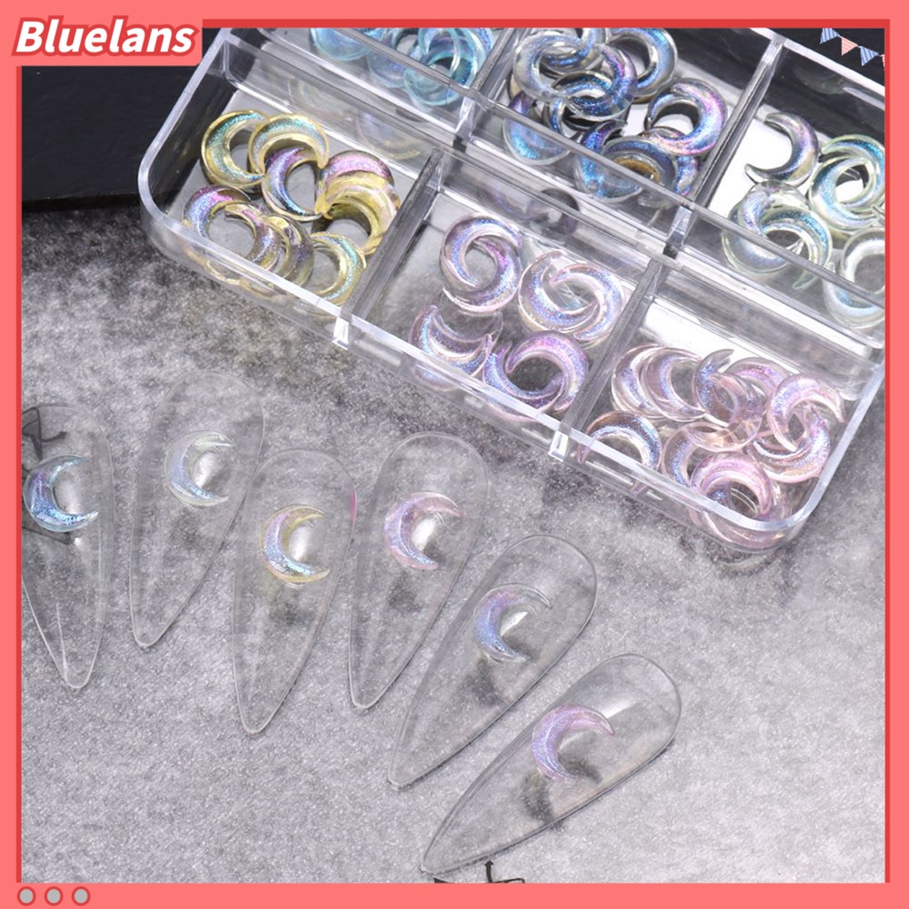 [BLM] Nail Art Decor Efek Glittering Mudah Tempel Tahan Lama Removable Hias DIY Nail Art Resin Manicure 3D Pesona Kuku Bulan Untuk Wanita