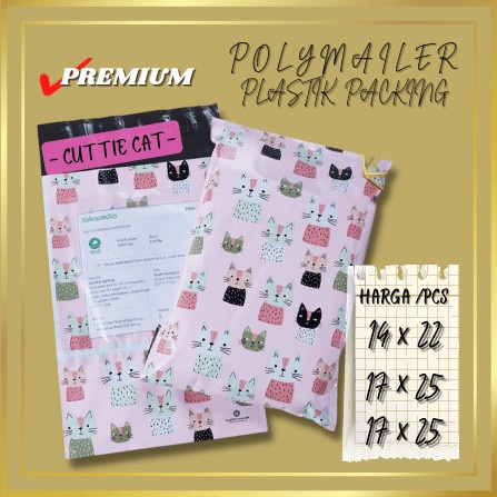 

[SC] AMPLOP BAG POLYMAILER MOTIF - PLASTIK PACKING OLSHOP VARIAN CUTTIE CAT - 14CM x 22CM, CUTTIE CAT