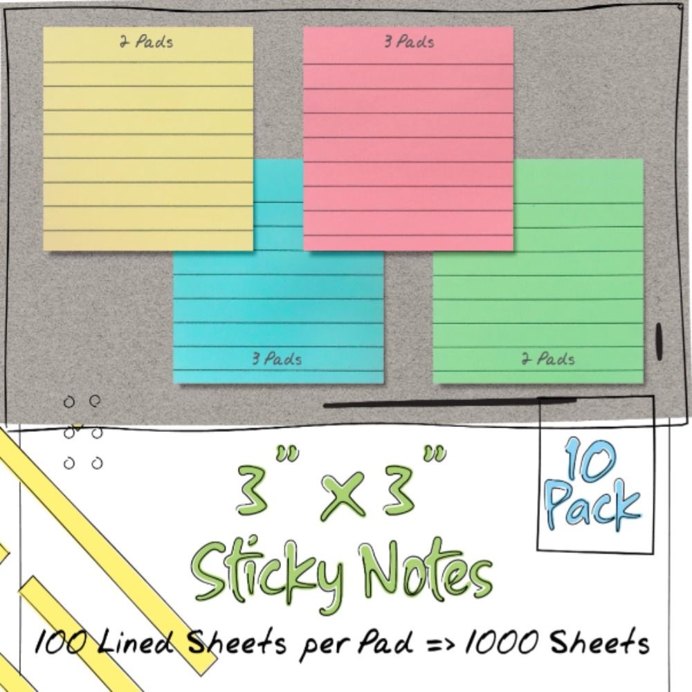 Nanas 10gembok Stick Notes 10pad Berlapis Kuat Perekat Notes Pad Stiker