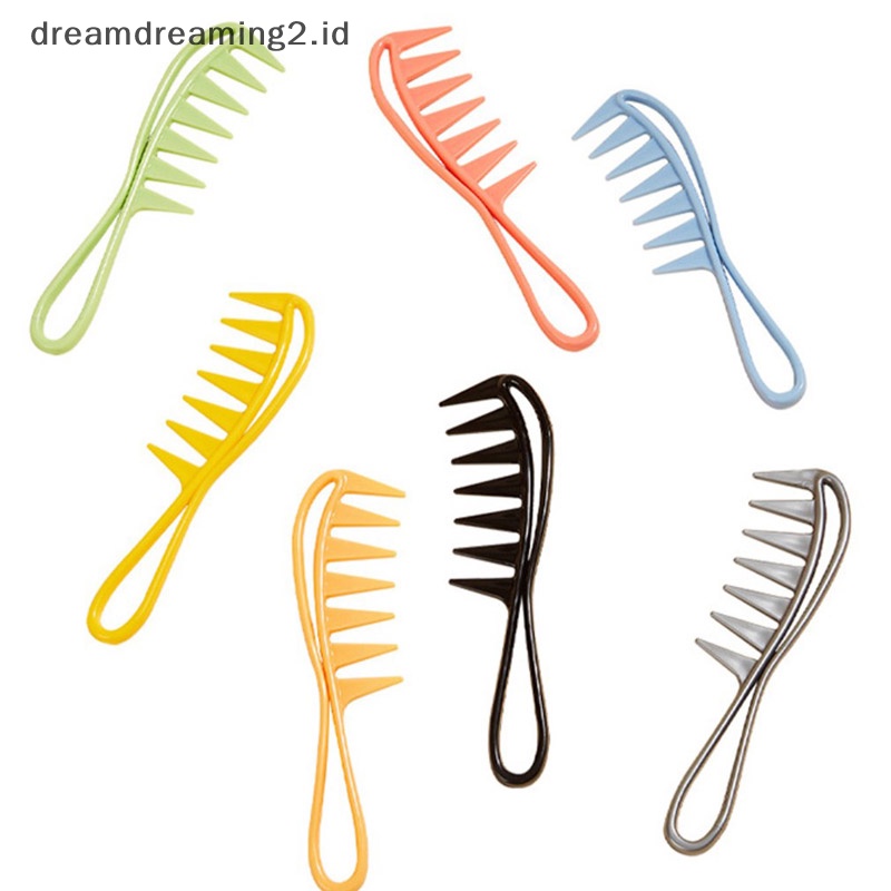 (drea) Retro Oil head Wide Tooth Sisir Plastik Detangler Curly Rambut Salon Hairdressing //