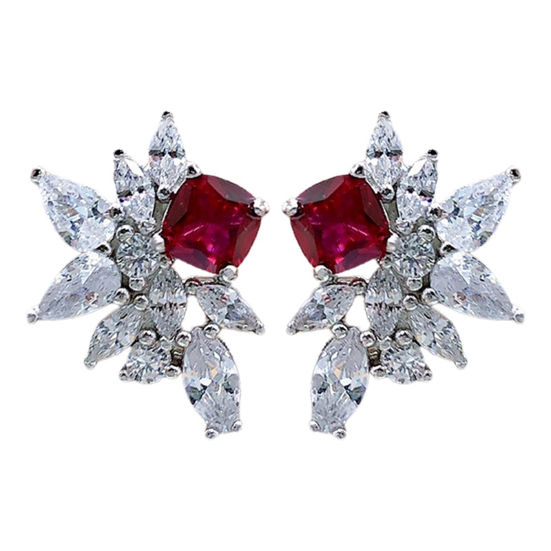 Indah Merah Cubic Zirconia Wanita Anting Ear Stud Piercing Mewah Elegan Lady's Earrings Untuk Pesta Perhiasan Fashion Baru