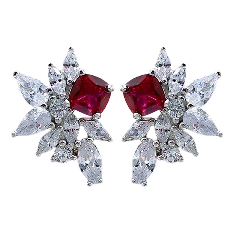 Indah Merah Cubic Zirconia Wanita Anting Ear Stud Piercing Mewah Elegan Lady's Earrings Untuk Pesta Perhiasan Fashion Baru