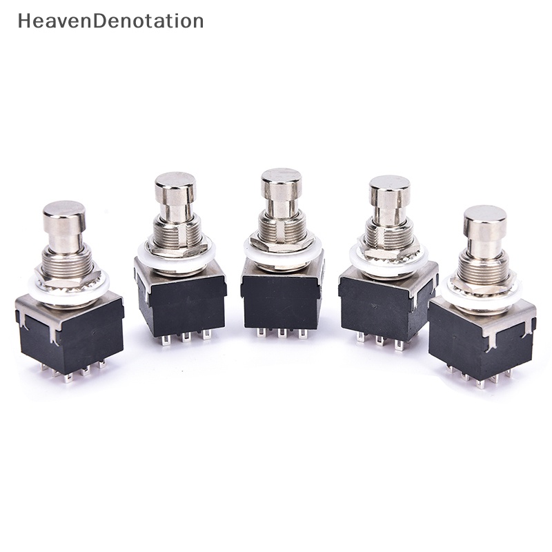 [HeavenDenotation] 5pcs 3PDT 9-Pin Efek Gitar Injak Saklar Pedal Kotak Kaki Metal True Bypass HDV