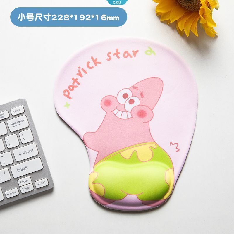 Kawaii Kartun Patrick Star Mouse Pad 3D Kartun Lucu Pelindung Pergelangan Tangan Mouse Pad Wrist Protector [ZK]