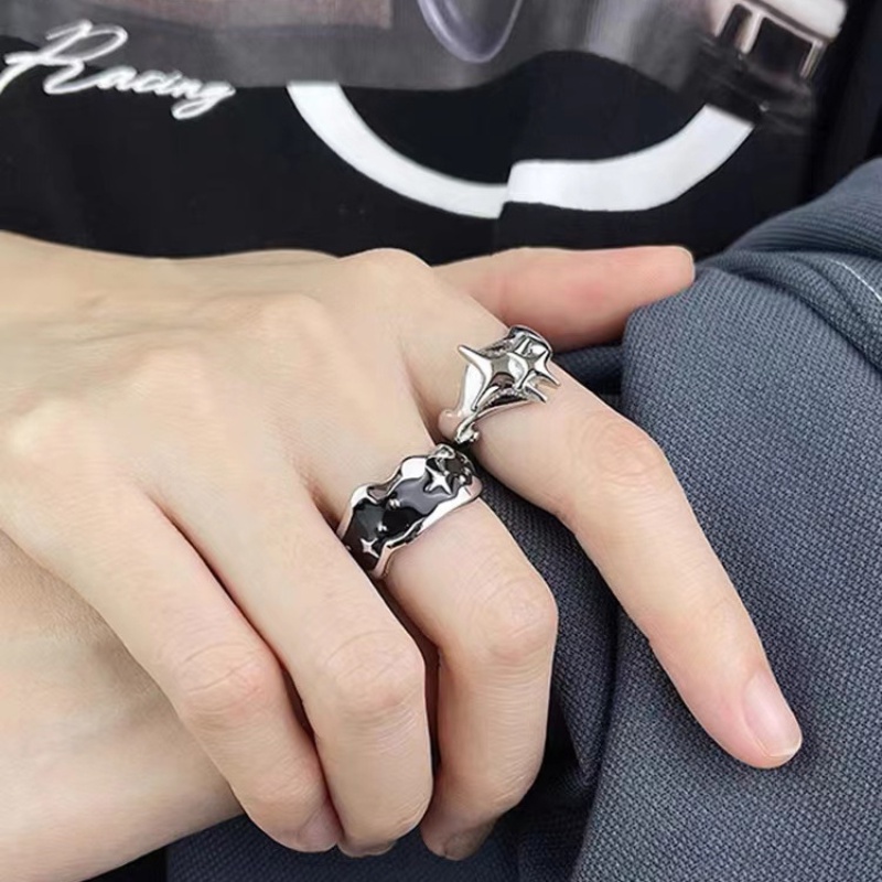 Fashion Sederhana Punk Cincin Bintang Tidak Teratur Jari Cincin Kreatif Perhiasan Geometris Hip Hop Adjustable Terbuka Rings Korea Populer Rings