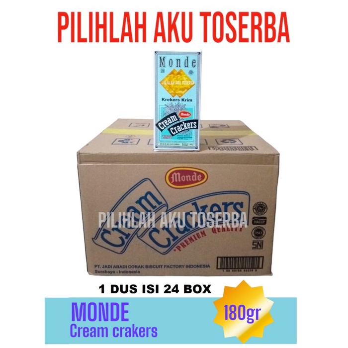 

Biskuit Malkist MONDE CREAM CRACKERS 180 gr - ( HARGA 1 DUS isi 24 )