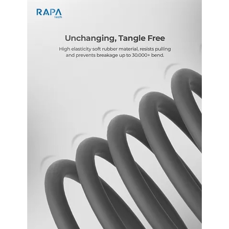 RAPAtech Kabel Data Type C Fast Charging 5A up to 100W Premium Quality Data Cable Usb Type C original bergaransi