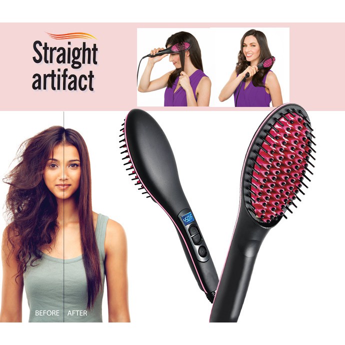 STRAIGHT ARTIFACT Ceramic Straightening Brush Catok Sisir Smoothing
