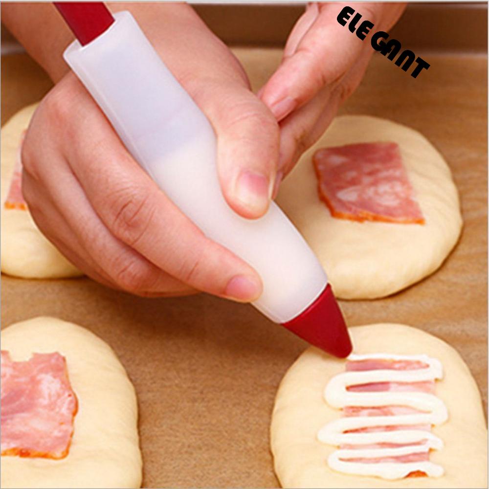 [Elegan] Cake Icing Pen Cookie Coklat Reusable Dapur Silikon Baking Piping Nozel