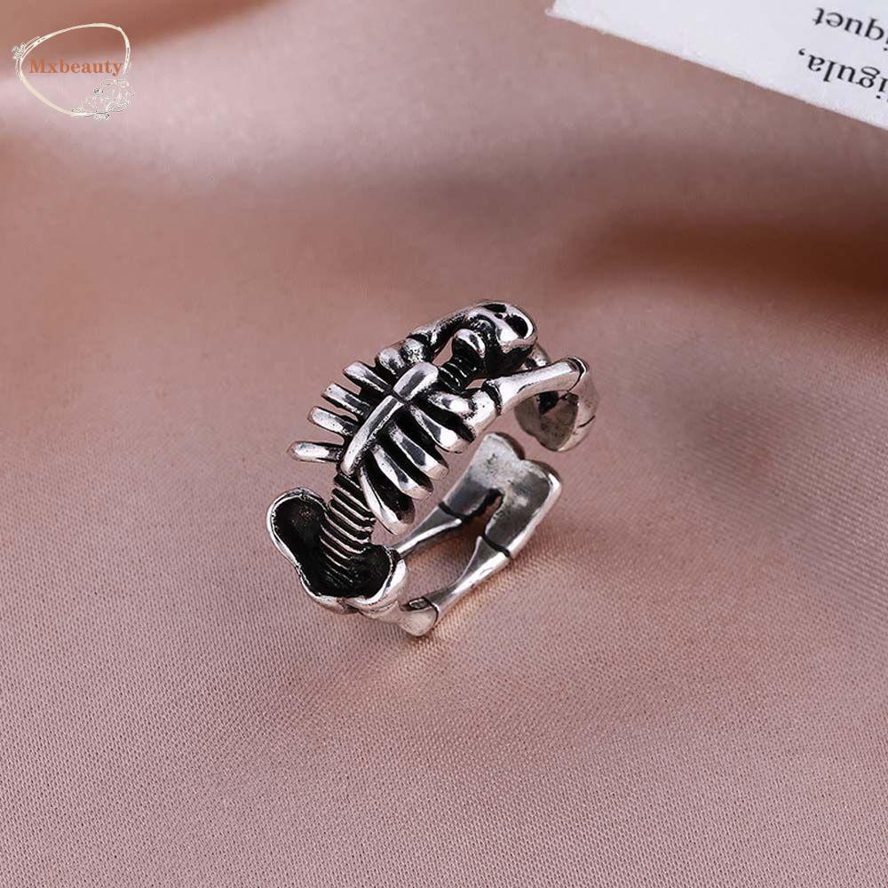 Mxbeauty Cincin Terbuka Tengkorak Retro Hip Hop Klasik Tembaga Untuk Pria Wanita Vintage Knuckle Ring