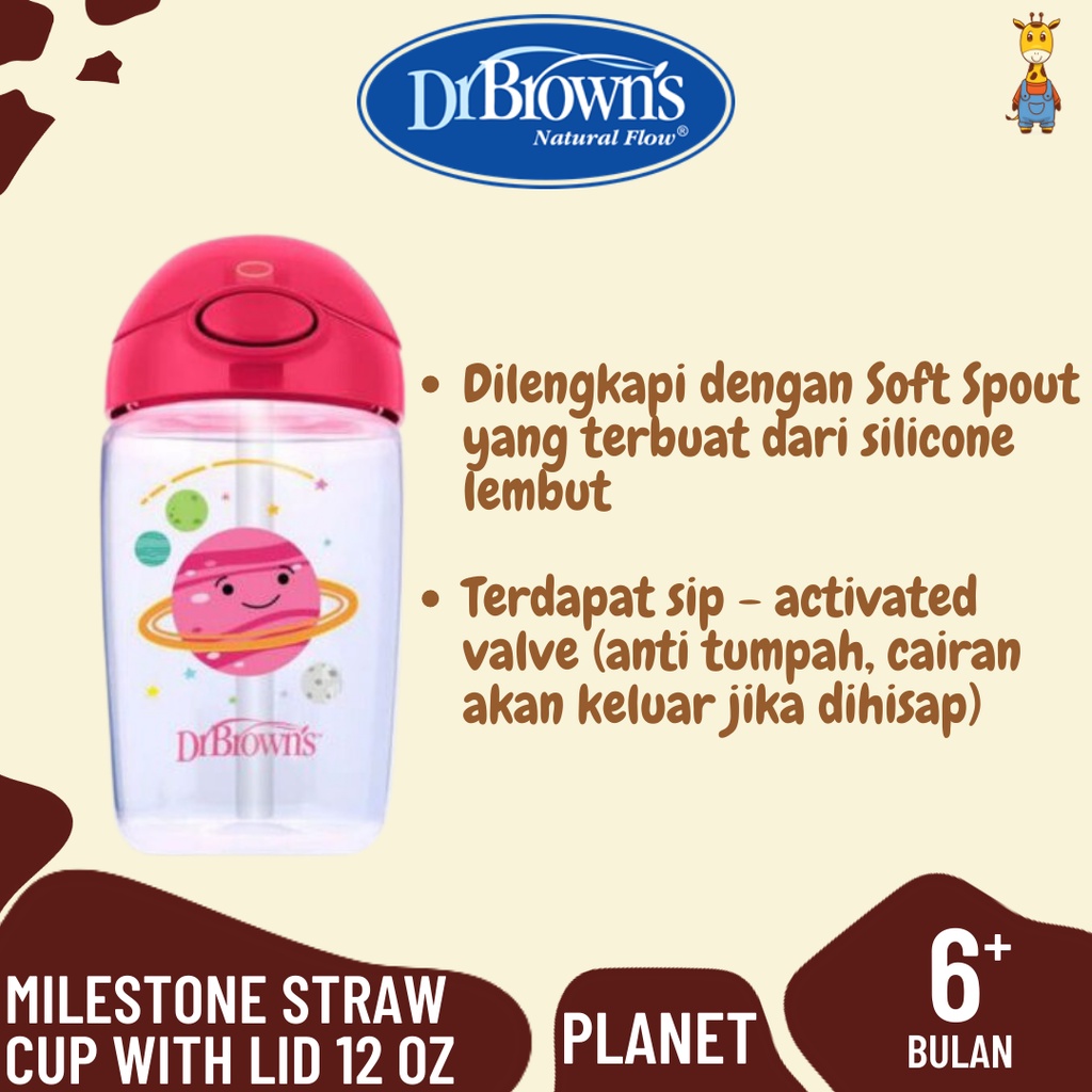 Dr.Brown's Milestone Straw Cup with Lid / Cup Anak 350ml