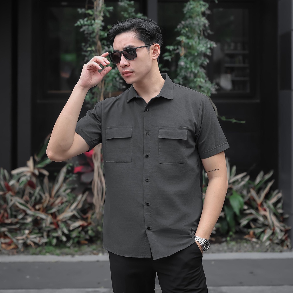 BROGUY Kemeja Pria Lengan Pendek Two Pockets