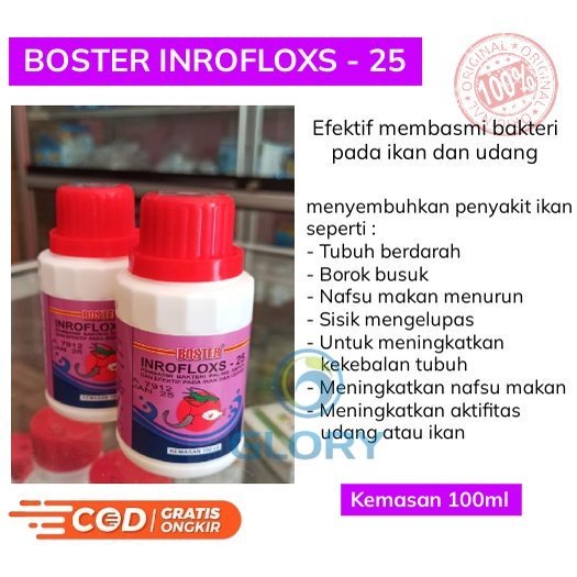 Boster Inrofloxs 25 Cair Kemasan 100ml - Antibiotik Pembasmi Bakteri Pada Ikan Udang / Obat Inroflox