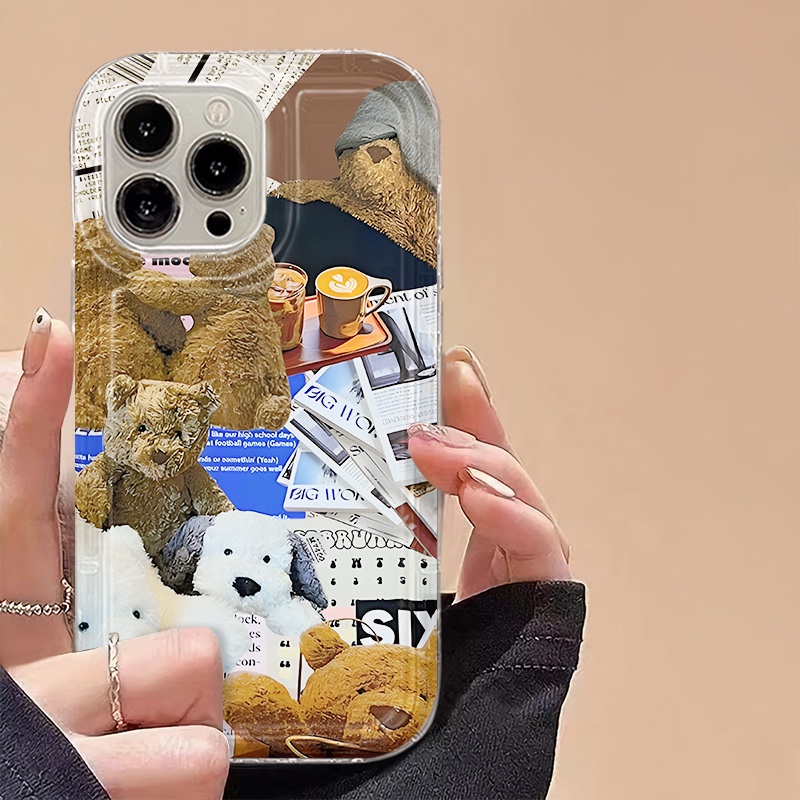 IPHONE Soft Case Beruang Lucu Kompatibel Untuk Iphone14 13 11 12 Pro XS Max X Xr7 +8 Plus Casing Ponsel TPU Silikon Shockproof Cover