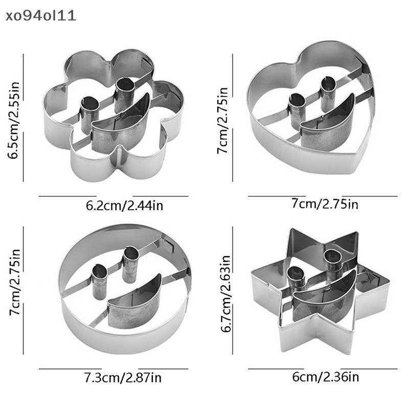 Xo 4Pcs Cetakan Kue Kering Bentuk Anak-Anak Rumah Baking Smiley Shape Stainless Steel Mold OL