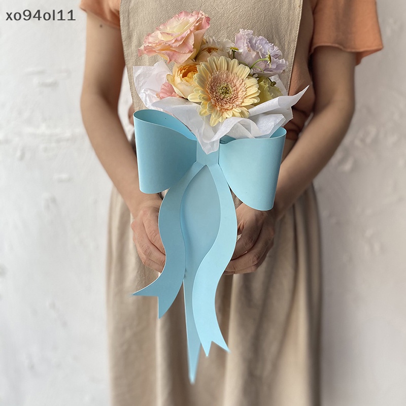 Xo Bow Shaped Rose Flower Box Bow Single Bouquet Packing Kotak Hadiah Untuk Pernikahan OL