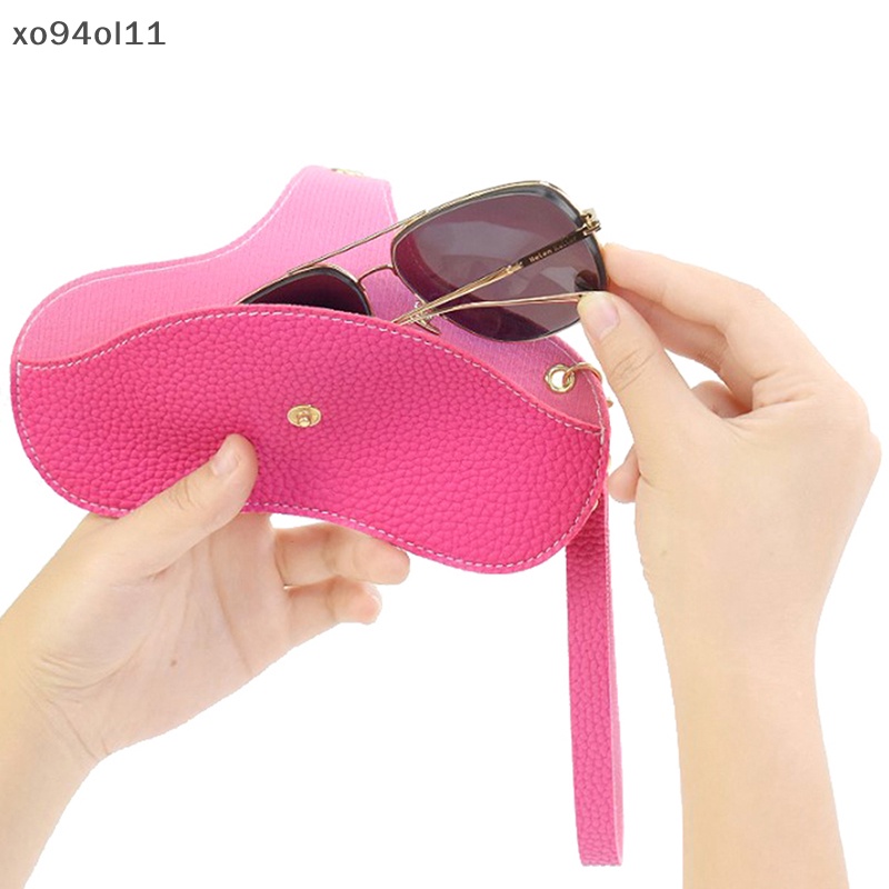 Xo Kesederhanaan Baru Snap Glasses Case PU Leather Eye Glasses Container Cover Portable Sunglasses Kotak Penyimpanan Ultra-Tipis Glasses Case OL