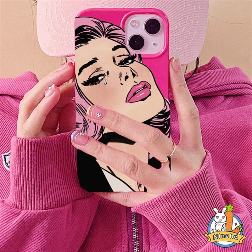 IPHONE Luxury Beauty Girl Rose Red Glossy Phone Case Kompatibel Untuk Iphone14 13 12 11 Pro Max X Xr Xs Max 8 7 6 6s Plus SE 2020 Perlindungan Kamera Shockproof Silikon Lembut Tpu Penutup Belakang