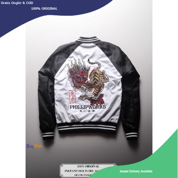 Phillipworks Oni Tiger White Sukajan / BuyMax / Phillip Works / Jaket PhillipWorks