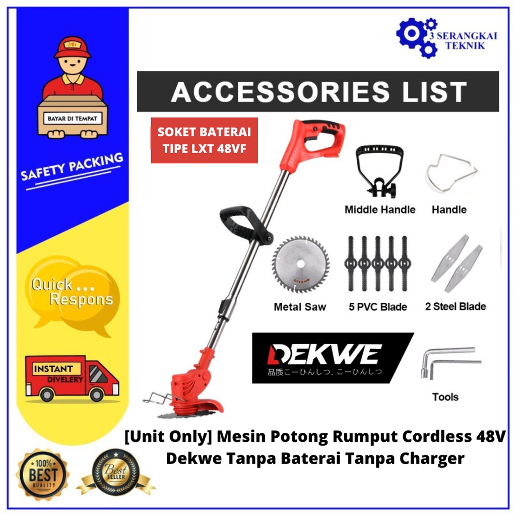[UNIT ONLY] Mesin Potong Rumput Cordless Tanpa Baterai Tanpa Charger 48Vf Dekwe