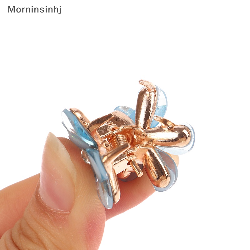 Mornin 5Pcs 2cm Biru Ungu Putih Korea Bentuk Bunga Hair Claw Untuk Wanita Perempuan Barrette id